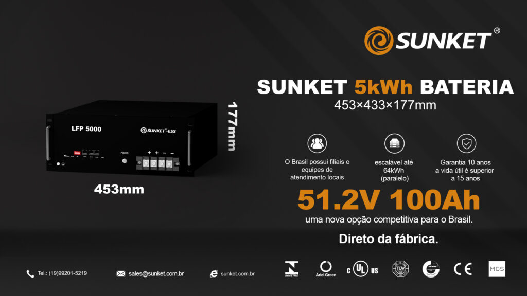 Bateria de rack de baixa tensão de 5 kWh